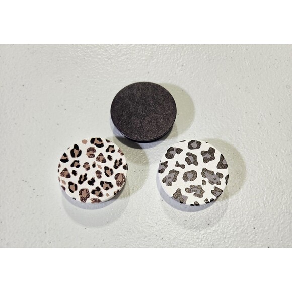 Unbranded Other - Set of 3 Patterned Adhesive Phone Holders Cheetah Theme Multicolor Plastic 1.5"